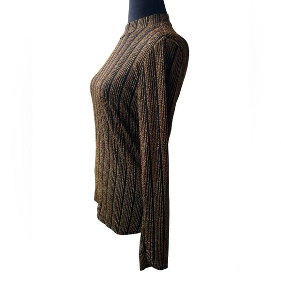 Guess Black and Gold Striped Long Sleeve Top - Size M - Picture 3 of 7